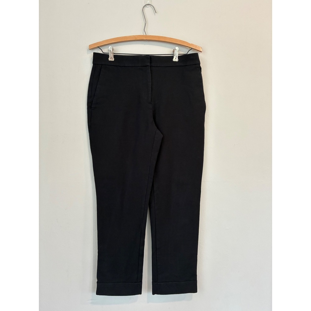 Ann Taylor Black Cropped Pants Cuff Hem Career Casual Women's Size 4